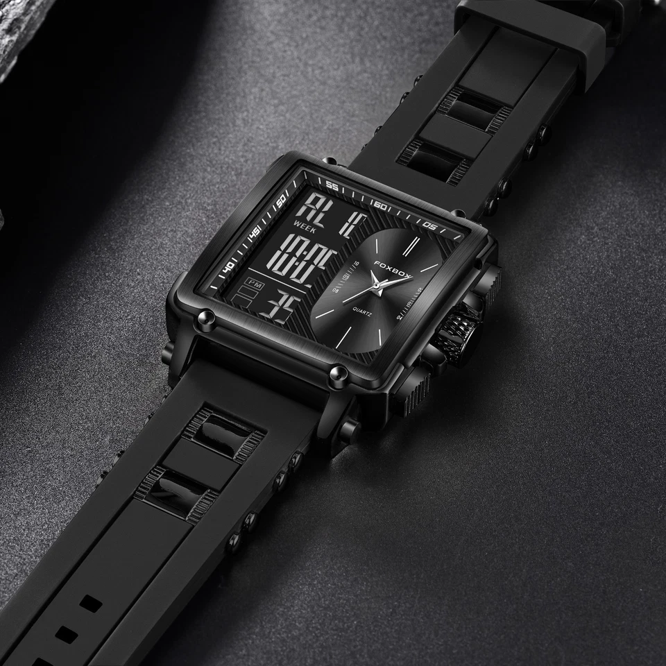 LIGE Sport Watch Men Military Square Big Dial Male Quartz Digital LED Wristwatch - Image 3 of 4