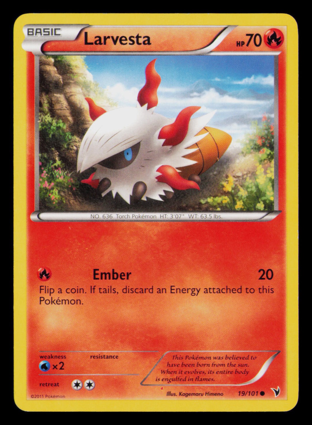 Larvesta 19/101 Common Noble Victories Pokemon Near Mint
