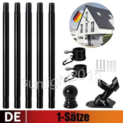 Fahnenstange Fahnenmast für Hauswand Balkongeländer Fahnenhalter 1,8m