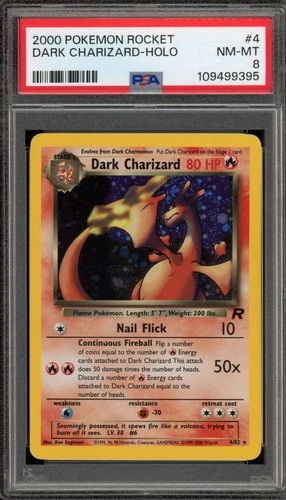 Pokemon Dark Charizard Team Rocket Unlimited Holo Rare #4 PSA 8