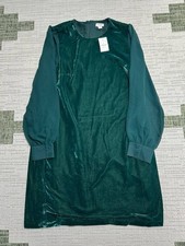 J Crew Velvet Mini Dress Womens 8 Green Stretch Back Zip Round Neck Cocktail New