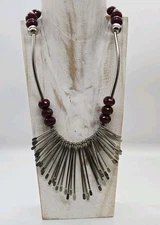 Modernist Spike Necklace Artisan Jewelry Statement Piece Beaded Rare