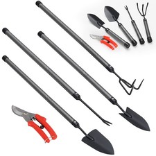 5Piece Heavy Duty Garden Tools Set with Extended Handle for All Ages