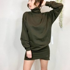 Young Fabulous & Broke Olive Green Turtleneck Sweatshirt Mini Dress | Medium
