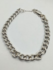 Bracelet chaîne et chaîne de sécurité vintage en argent sterling poinçonné 7" maillons gourmands.