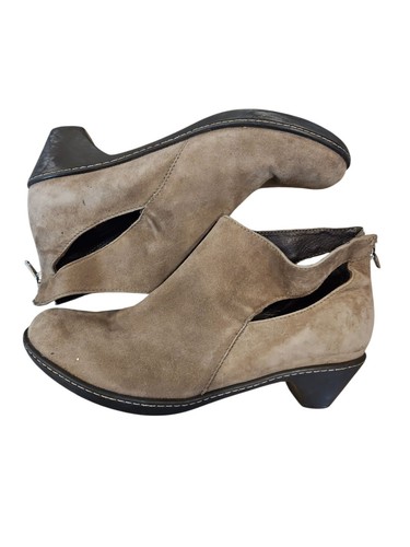 Dansko SZ 36/6 Bonita Tan Suede 2" Heeel Zip Bootie Cut Out Detailing - Picture 6 of 8