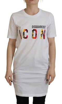 Dsquared² White Cotton Icon Logo Print Crewneck Women's T-shirt