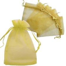 Allgala 100 Count Gold Organza Gift Bags with Drawstring, 6x8 Inches