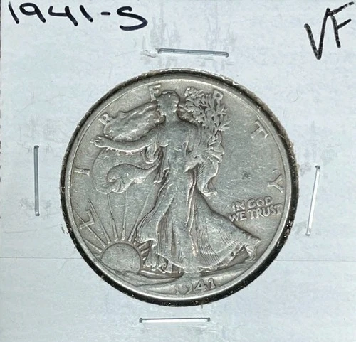 1941-S WALKING LIBERTY SILVER HALF DOLLAR~ VF ~NICE LOOKING COIN~ 90% SILVER