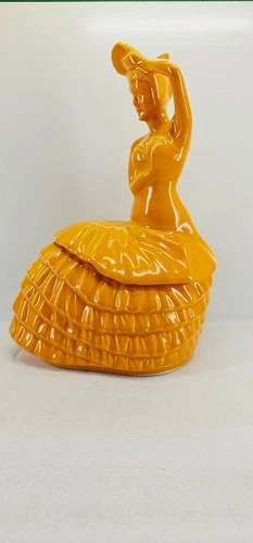 DANCING LADY COOKIE JAR Butterscotch orange FIESTA WARE NEW
