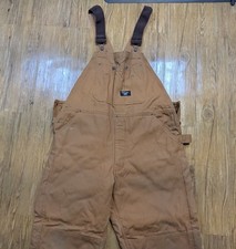 WALLS Blizzard Pruf Insulated Bib Overalls Brown Large W38-40 Zip Leg B42