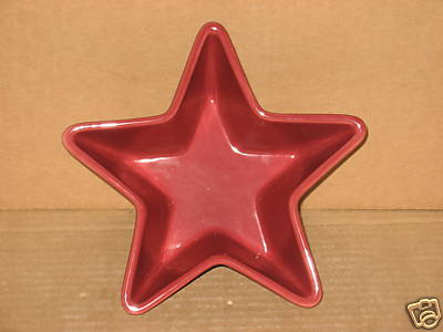 Longaberger Pottery Paprika Star Dish NICE mint condition in box FREE SHIPPING!
