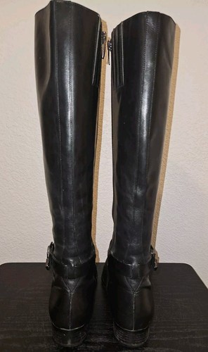 Botas de montar Via Spiga para mujer negras todo cuero tacón alto hasta la rodilla 9M - Imagen 5 de 16