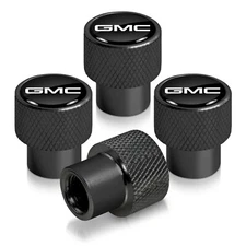GMC Logo in Black on Black Aluminum Tire Valve Stem Caps
