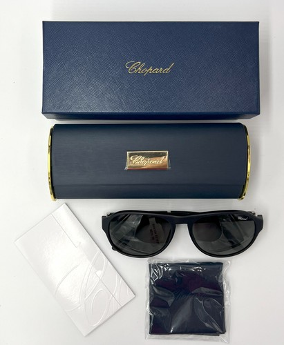 Authentic CHOPARD SCH 134 703P Matte Black/Platinum/Gray Lens Sunglasses - Picture 6 of 7