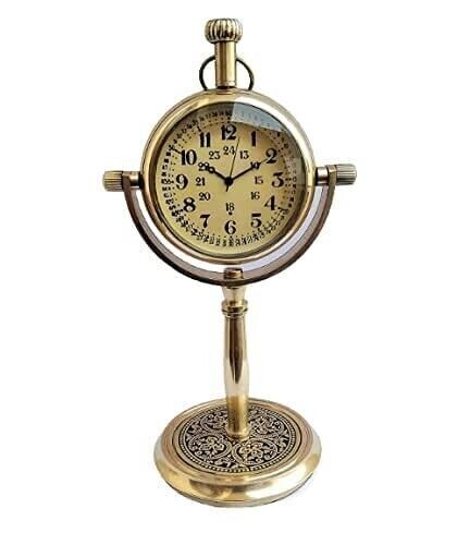 vintage Brass Nautical table clock handmade Antique Office desk Decor - Picture 2 of 7