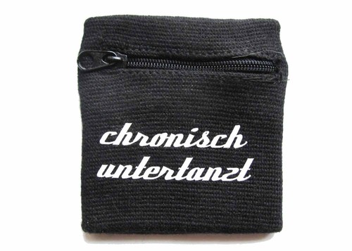 Schweißband Pulswärmer Reißverschluss Geldbörse "Chronisch untertanzt" schwz - Picture 2 of 4