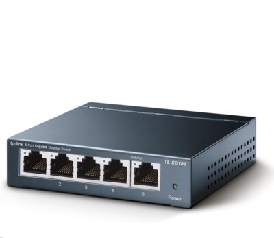 TP-LINK TL-SG105 5-Port 10/100/1000Mbps Desktop Gigabit Steel Cased Switch NEW