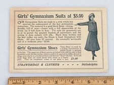 Vintage Strawbridge & Clothier Girls Gymnasium Suits and Shoes Ad Card Philly