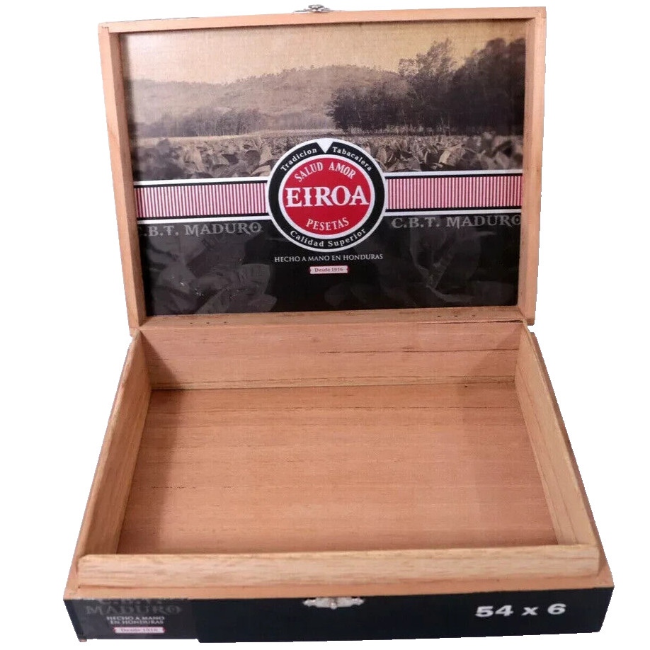 Eiroa CBT Maduro 54 x 6 Empty Wooden Cigar Box 9.25" X 7" X 2.5"