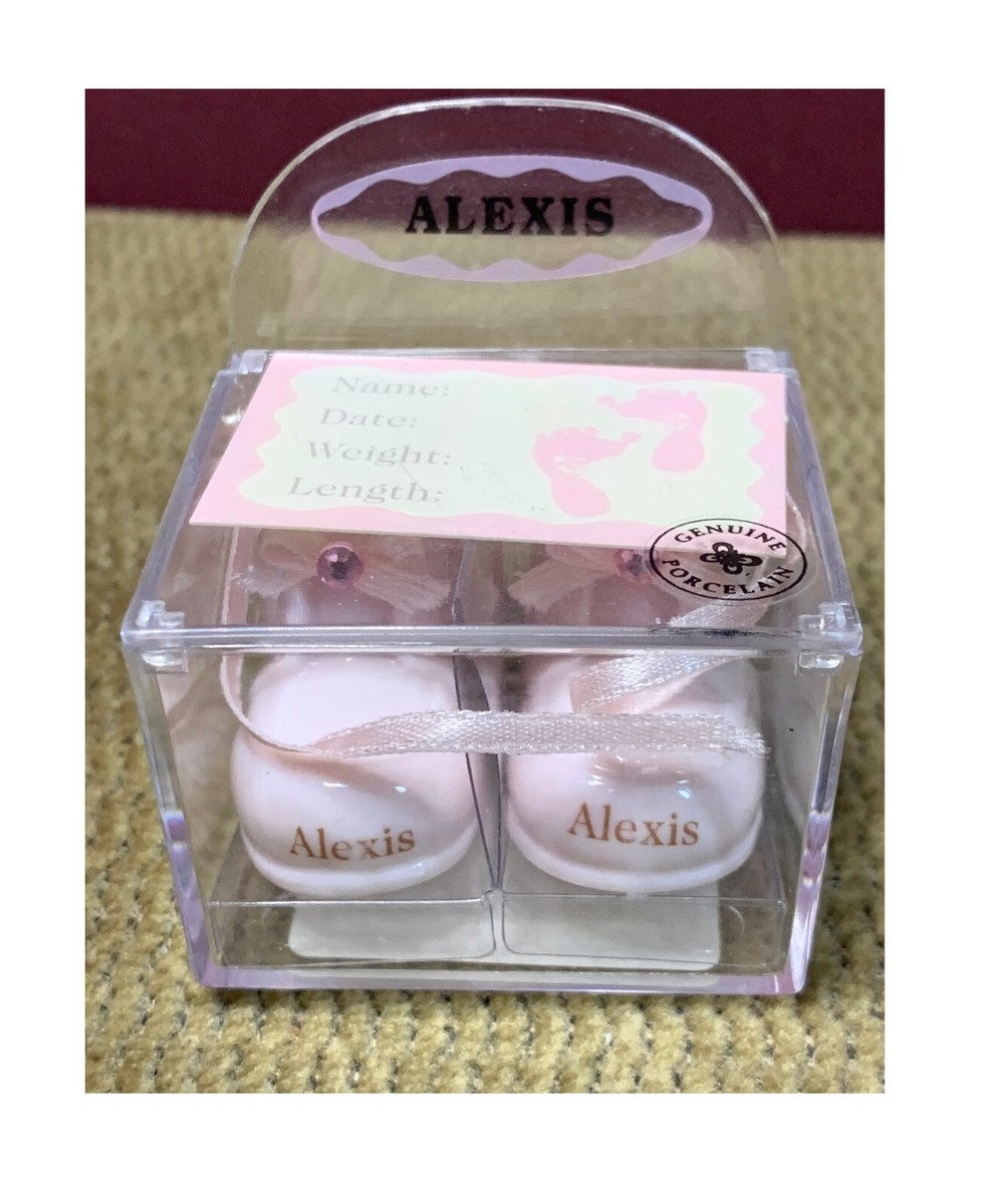 RUSS BERRIE CO. PORCELAIN BABY MINI SHOES NAMED 