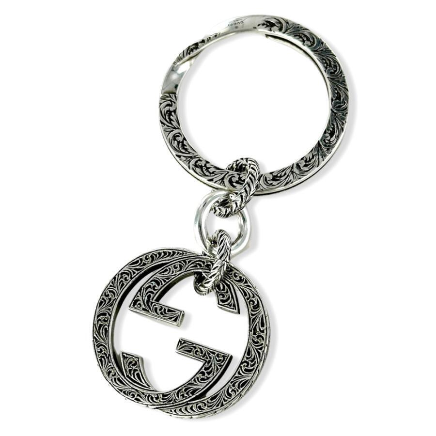 GUCCI Authentic Interlocking G Engraving Keyring Sterling GUCCI Authentic Interlocking G Engraving Keyring Sterling