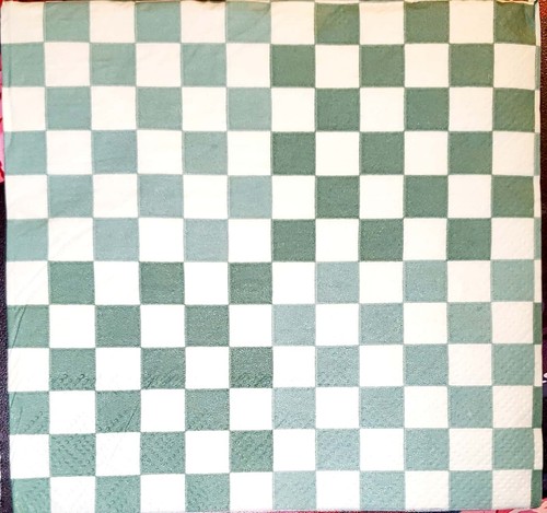 Green and white Checkered Paper Napkins For Crafting. Beverage size.