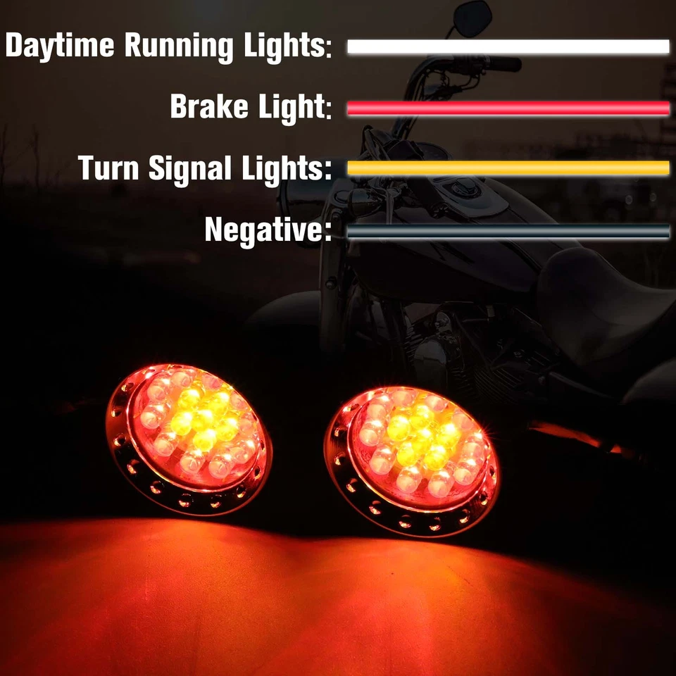 For Yamaha V Star 650 950 Chrome LED Blinker Brake Turn Signals Running Lights - Image 3 of 4