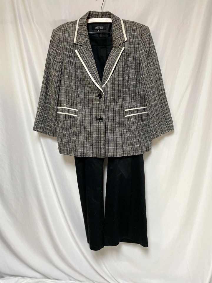 NUEVO Traje Pantalón Kasper Talla 18 Conjunto de Dos Piezas Lujoso Lino Algodón Bolsillos EXEC Foto 4 de 4