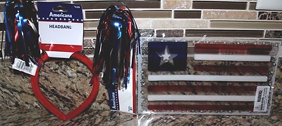 Headband USA Red White Blue Window Clings Flag July 4th Decor Celebrate Summer
