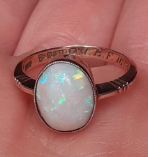 ANTIQUE OPAL RING 9ct Gold Fully Hallmarked Chester 1922 10mm Cabochon Opal 1.9g