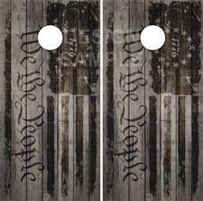 We The People 1776 Distressed Flag Wood Cornhole Wrap Bag Toss Decal Sticker