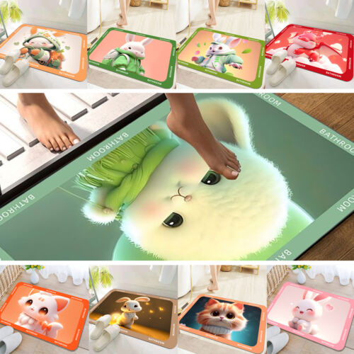 Alfombra de baño de dibujos animados linda alfombra de baño patrón conejo felpa de baño - Imagen 1 de 16