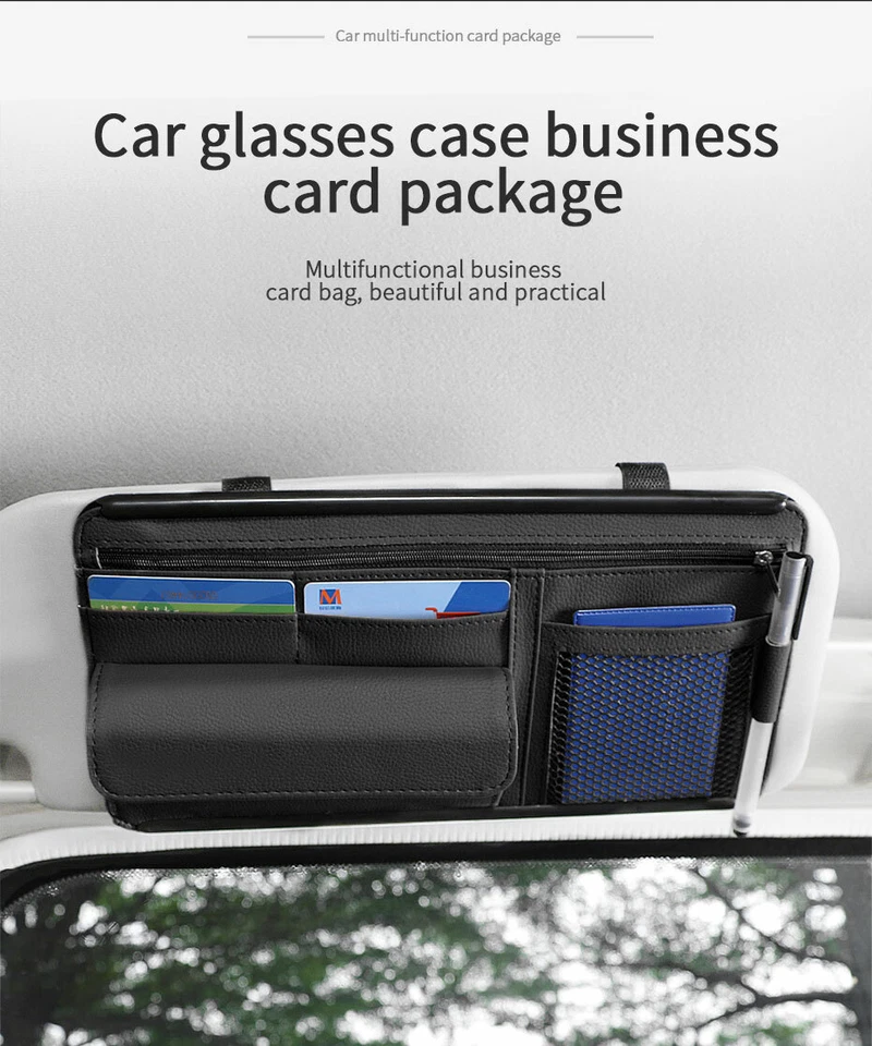 Óculos de sol viseira solar bolso suporte de armazenamento placa de guarda-sol organizador para carro SUV - Imagem 3 de 4