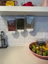 3 Pcs Rice Grain Cereal Dispenser 1500ml Wall Mounted Dry Food Storage Container