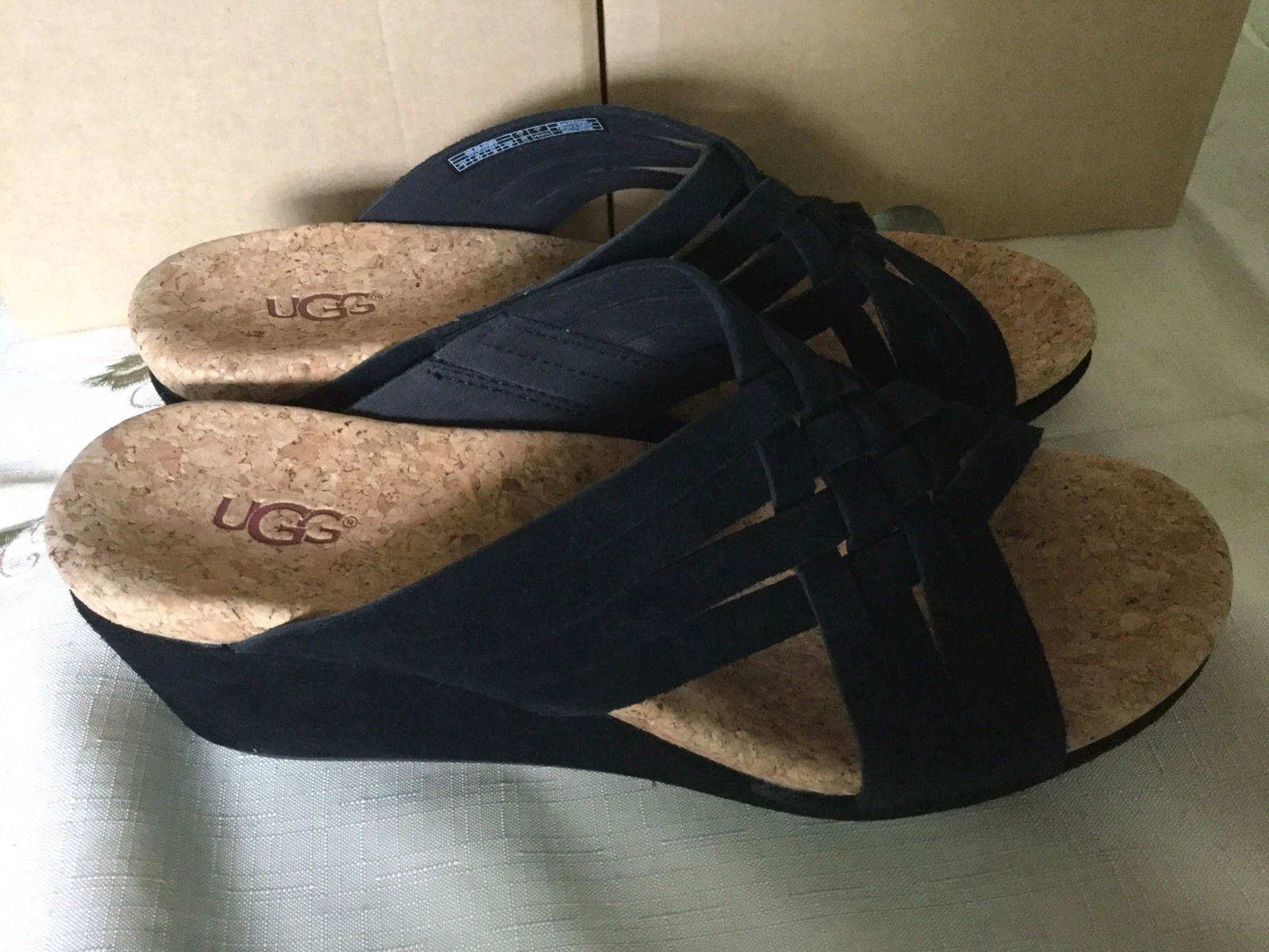 Sandali donna UGG Lilah scamosciati con zeppa nuovi con scatola taglia 8 colore nero