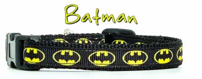 Batman cat or small dog collar 1/2''wide adjustable handmade collar bell or leash