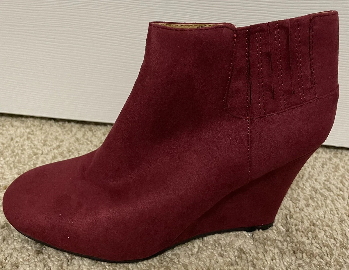 Burgundy ankle boots new hotsell look