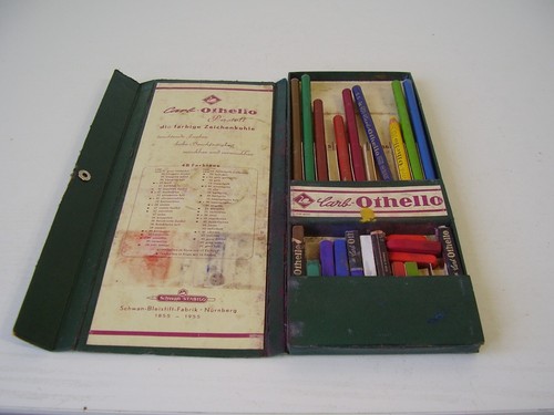 Antikes Carb Othello Set Zeichenkohle in OVP