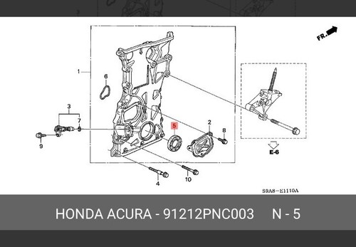 Sello del cigüeñal del motor Honda CR-V 2007-2012 genuino Tailandia OEM 91212-PNC-003 - Imagen 2 de 3
