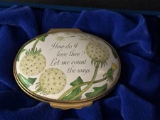 Halcyon Days Trinket Box "HOW DO I LOVE THEE...." Dandelions ~ Comes w/Box