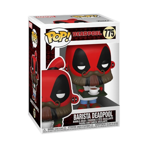 BEARDED DEADPOOL WITH MAN BUN💀Funko Pop! Vinyl: Marvel💀Barista Deadpool #775