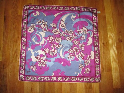 Vtg Emilio Pucci Magenta Purple Periwinkle Blue Floral 100% Silk Scarf 24" Italy - Picture 1 of 14