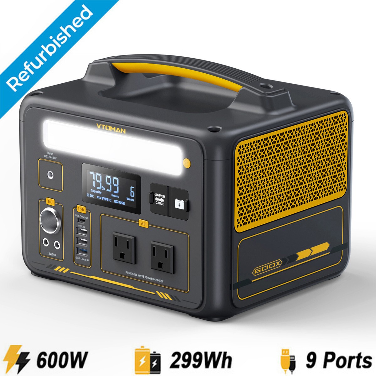 VTOMAN Jump 600X Portable Power Station 600W (1200W Peak) 299Wh