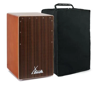 XDRUM Cajon Trommelkiste Percussion Trommel Natur Instrument Gigbag Drum Tasche Ebony
