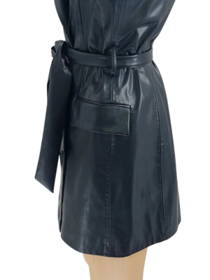 Zara Faux Leather Buttoned Mini Dress with Belt (Size S) | eBay