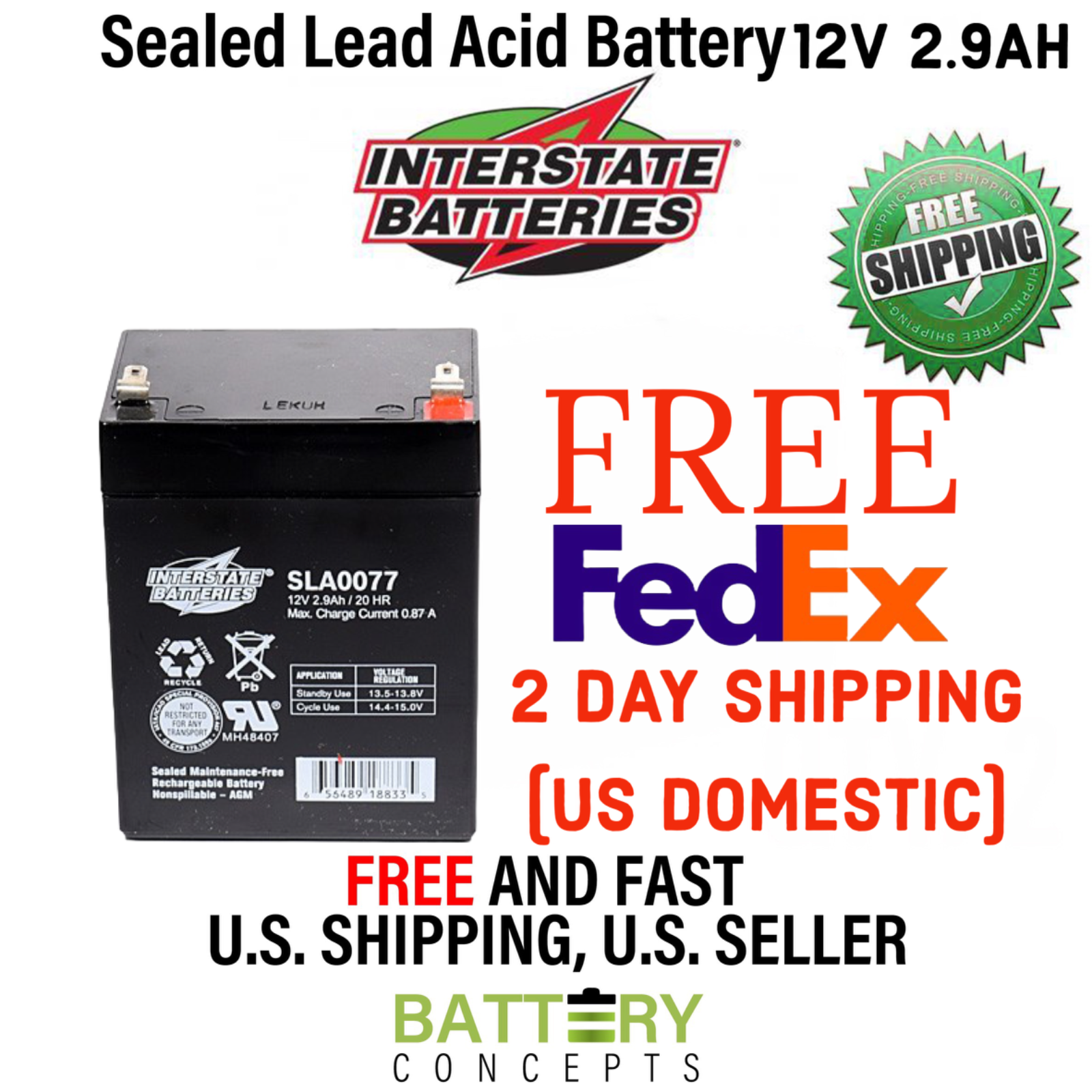 Consent GS12V2.3AH 12V 2.9Ah F1 Replacement Battery 656489188335 eBay