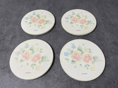 Pfaltzgraff Teerose 4" UNTERSETZER, Naturstein, Kork Rückseite 4er Set
