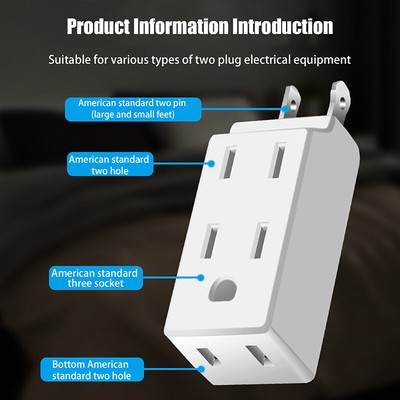 3 In 1 Wall Outlet Extension US Electrical Socket 125 Degree Plug Adapter^