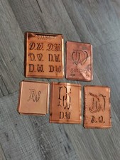 5 alte Kupferschablonen Aussteuer Wäscheschablone OVP Monogramm D W